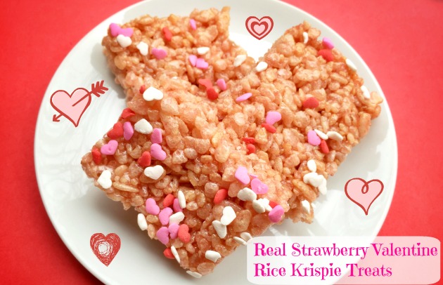 Real Strawberry Valentine Rice Krispie Treats