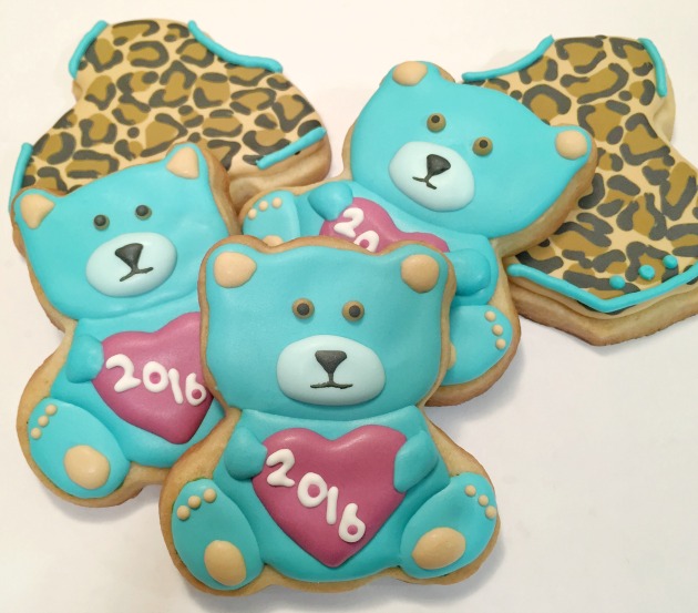 Teddy Bear and Onesie Pregnancy Announcement Cookies